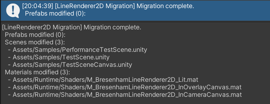 Migration Finished Message
