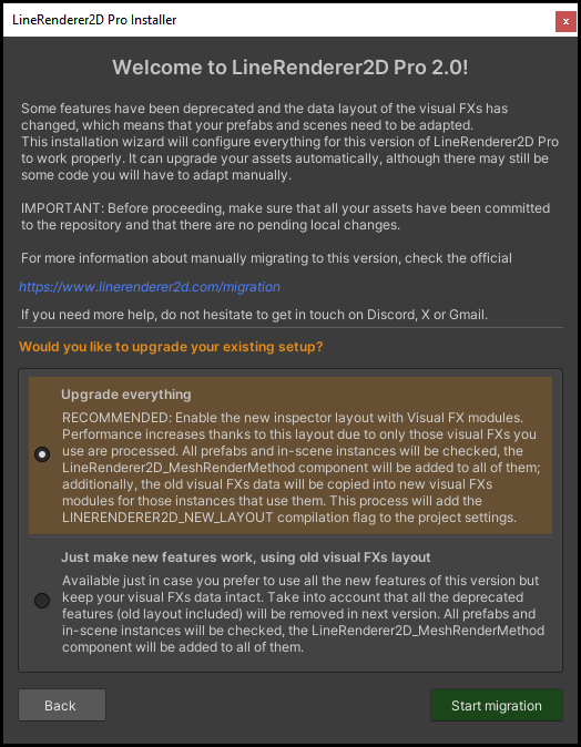 Wizard Step 2b - Would you like to upgrade your existing setup?
